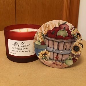 At Home By Mirabeau Apple Crisp & Spice 3-Wick Soy Wax Blend Candle